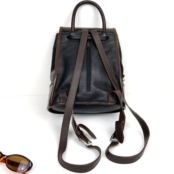 Brighton Backpack Purse Black Leather/Brown Croc Embossed Leather A519620 - Picture 8 of 16